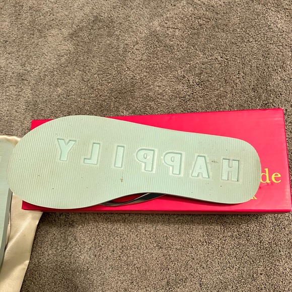 Kate Spade Happily Flip Flops Light Blue Eva Silver Bow Sz 7 - Picture 7 of 11